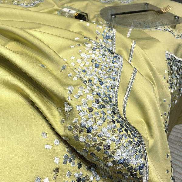 120 Long - staple Cotton Four - piece Set High - grade Simple Embroidery Light Luxury Quilt Cover Bed Sheet Bedding - Textilura