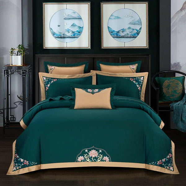 4 - piece Long - Staple Cotton Embroidered Bedding Sets - Textilura