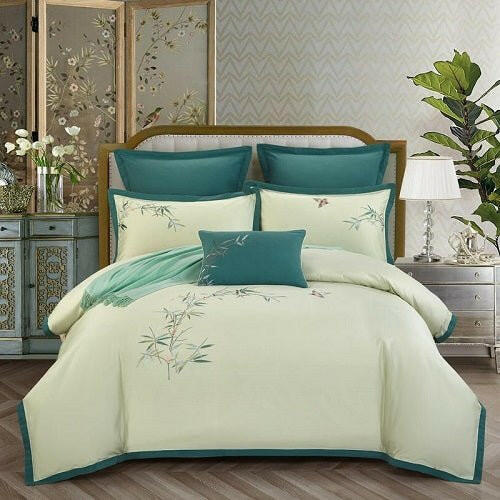 4 - piece Long - Staple Cotton Embroidered Bedding Sets - Textilura
