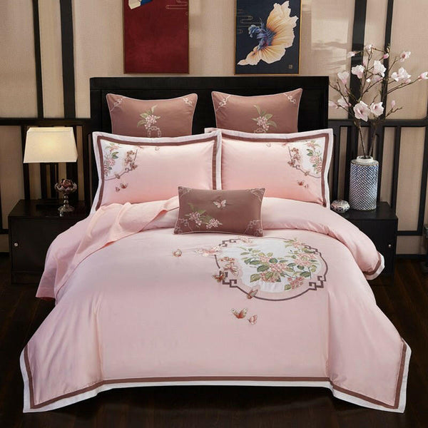 4 - piece Long - Staple Cotton Embroidered Bedding Sets - Textilura