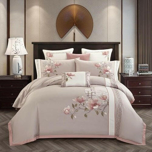 4 - piece Long - Staple Cotton Embroidered Bedding Sets - Textilura