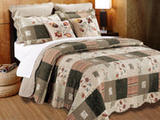 Luxury bedding set on modern bed with decorative pillows and comforter in warm bedroom setting