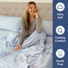 Cal King Size 4 Piece Sheet Set - Comfy Breathable & Cooling Bed Sheets Set - Hotel Luxury Bedding for Women, Men, Kids & Teens - Deep Pockets, Easy - Fit, Soft & Wrinkle Free - Oeko - Tex - Blue Stripes - Textilura