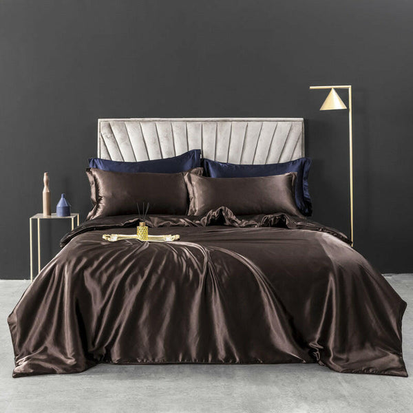 European - style Washed Silk Four - piece Set Can Not Afford The Ball Silky Nude Sleep Solid Color Summer Bedding - Textilura