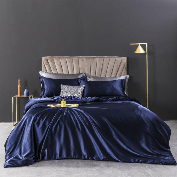 European - style Washed Silk Four - piece Set Can Not Afford The Ball Silky Nude Sleep Solid Color Summer Bedding - Textilura