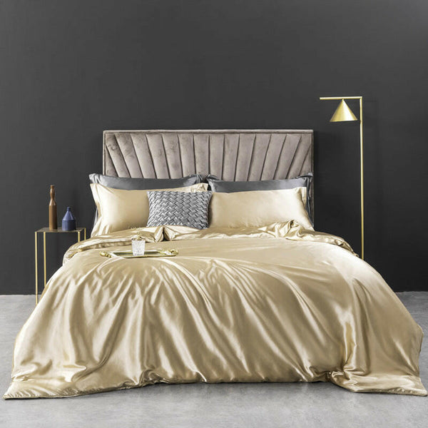 European - style Washed Silk Four - piece Set Can Not Afford The Ball Silky Nude Sleep Solid Color Summer Bedding - Textilura