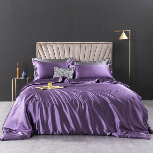 European - style Washed Silk Four - piece Set Can Not Afford The Ball Silky Nude Sleep Solid Color Summer Bedding - Textilura