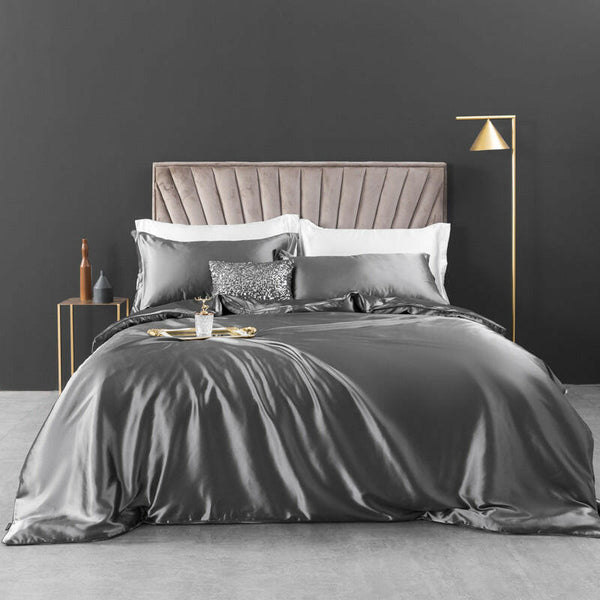 European - style Washed Silk Four - piece Set Can Not Afford The Ball Silky Nude Sleep Solid Color Summer Bedding - Textilura