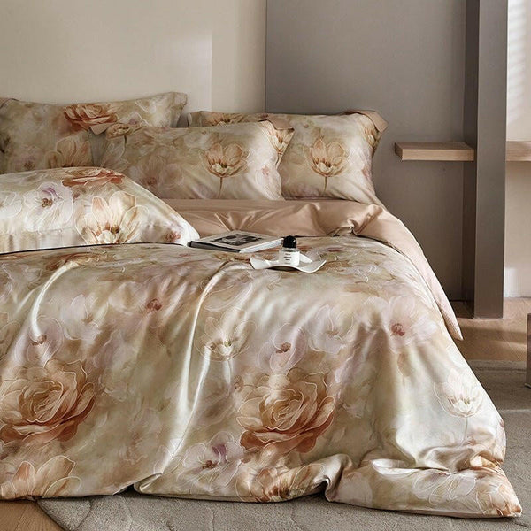 Flower Tencel Digital Printed Four - piece Bedding Set - Textilura