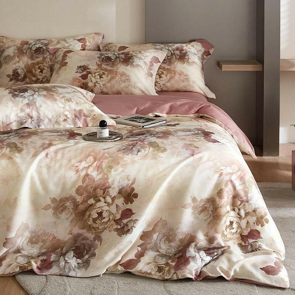 Flower Tencel Digital Printed Four - piece Bedding Set - Textilura