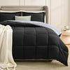Black king-size reversible comforter set with down alternative filling and two soft pillow shams