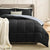 Black king-size reversible comforter set with down alternative filling and two soft pillow shams