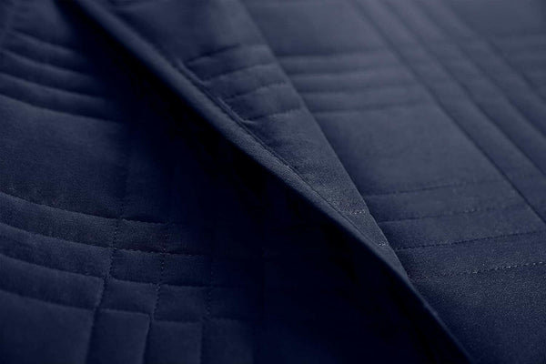 Kingston 3 - Piece Navy Queen Size Quilt Set - Lightweight All Season Bed Coverlet Oversized Queen Bedspread 100" X 106" - Textilura