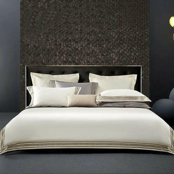 Light Luxury Solid 140 Thread Count Embroidery Solid Four Piece Bedding Set - Textilura