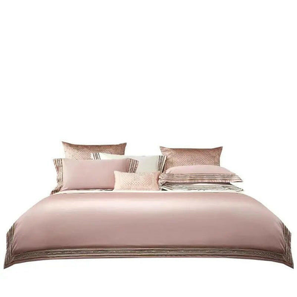 Light Luxury Solid 140 Thread Count Embroidery Solid Four Piece Bedding Set - Textilura