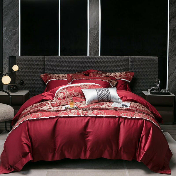 Long - staple Cotton Four - piece Set Jacquard Quilt Cover Bed Sheet Bedding - Textilura