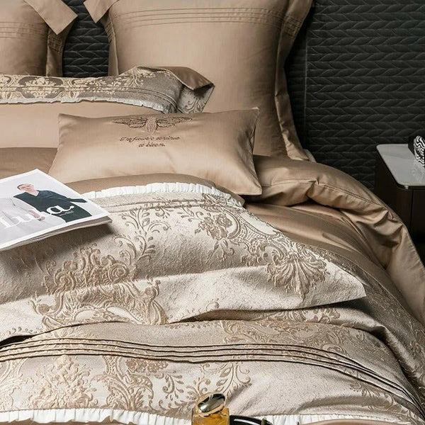 Long - staple Cotton Four - piece Set Jacquard Quilt Cover Bed Sheet Bedding - Textilura