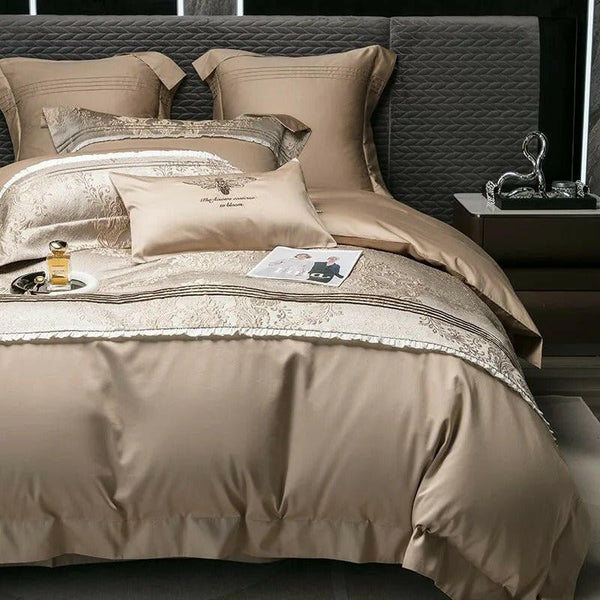 Long - staple Cotton Four - piece Set Jacquard Quilt Cover Bed Sheet Bedding - Textilura