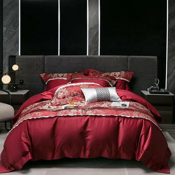 Long - staple Cotton Four - piece Set Jacquard Quilt Cover Bed Sheet Bedding - Textilura