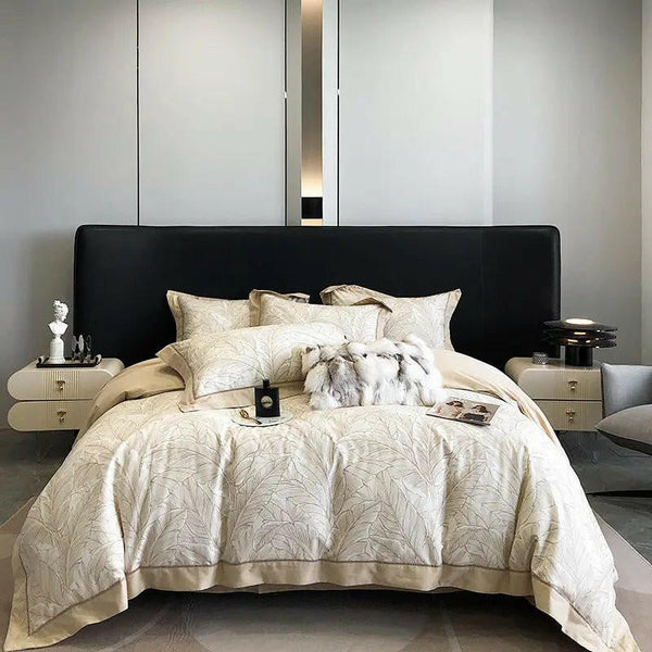 Printed long-staple cotton bedding set with elegant pattern and soft texture for modern bedrooms