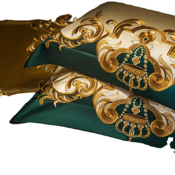 Luxury Villa European - style Four - piece Bedding Set High - end Elegant Satin Embroided Bed Sheet Bedspread Four 60 - piece Set - Textilura