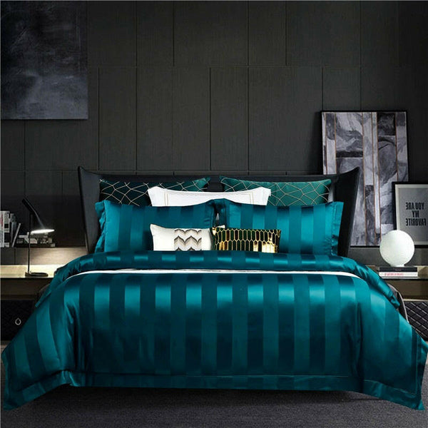 New Style 100s Long - staple Cotton Four - piece Set Of Pure Color Simple Quilt Cover Bed Sheet Hotel Style Four - piece Bedding - Textilura