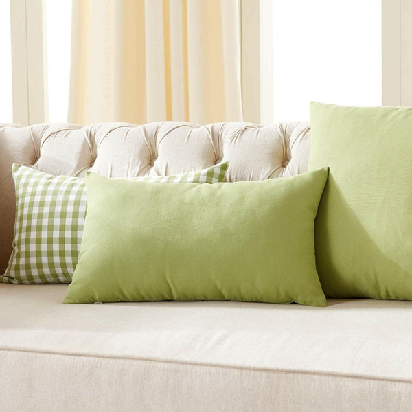 Pack of 2 Farmhouse Decorative Solid Square Throw Pillow Covers Classic Burlap Cushion Cover Rustic Retro Home Decor for Couch Bedroom Chair 18 X 18 Inch Green - Textilura