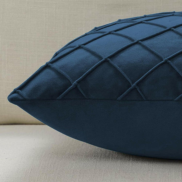 Pack of 2 Velvet Throw Pillows Sofa Decorative Throw Pillow Covers 12X20 Soft Solid Cushion Case for Bedroom Car Outdoors Dark Blue - Textilura