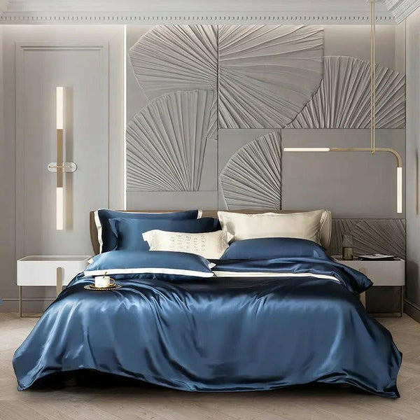 Solid Color Silk Four - piece Set Bed Sheet And Pillowcase Bedding - Textilura