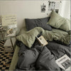 Breathable four-piece dark gray washed bedding set with quilt cover and fluffy lightweight finish