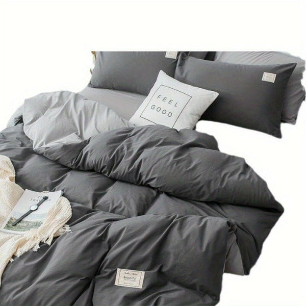 Solid Color Washed Four - Piece Lightweight Fluffy Bed Set - Textilura