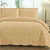 Velvet Embroidered Quilt Set - Khaki - Textilura