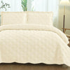 Velvet Embroidered Quilt Set - Rice White - Textilura