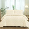 Velvet Embroidered Quilt Set - Rice White - Textilura