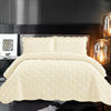 Velvet Embroidered Quilt Set - Rice White - Textilura