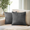 Dark Gray Throw Pillow Covers 18X18 Set of 2, Decorative Pillow Cases for Bed Sofa Couch, Boho Aesthetic Accent Decor Cushion for Bedroom Living Room, Velvet Square Euro Sham Covers, Dark Grey