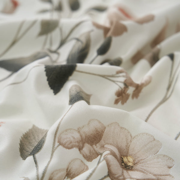 DaDalogy Enchanted Meadow Bed Sheet Set - Floral Harmony in Beige, Rose, and Soft Green, Premium Soft Microfiber, Machine Washable, Deep Pocket 14 - 15 Inches + Flat Sheet