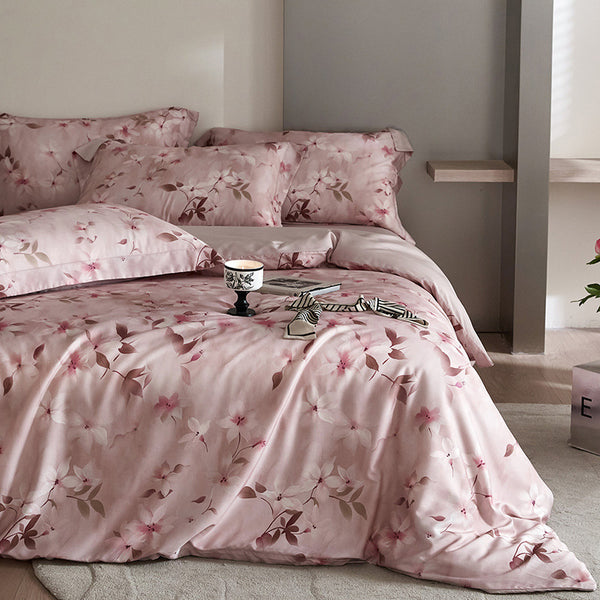 Flower Tencel Digital Printed Four-piece Bedding Set