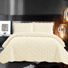 Velvet Embroidered Quilt Set - Rice White