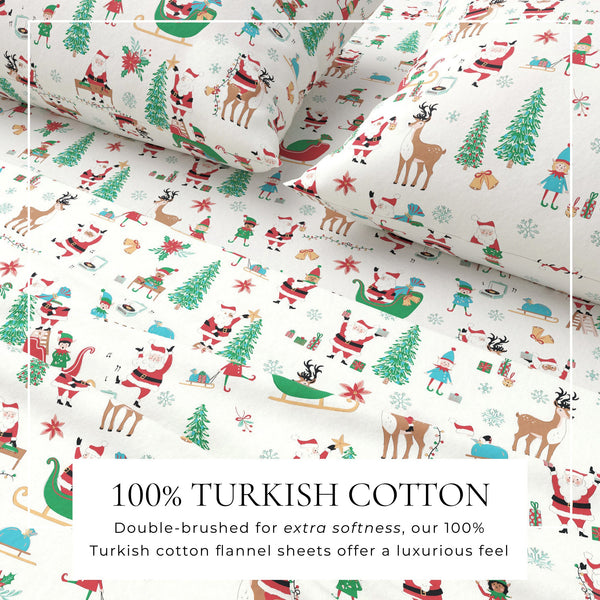4-Piece Turkish Cotton Christmas Flannel Sheet - Whittaker Collection