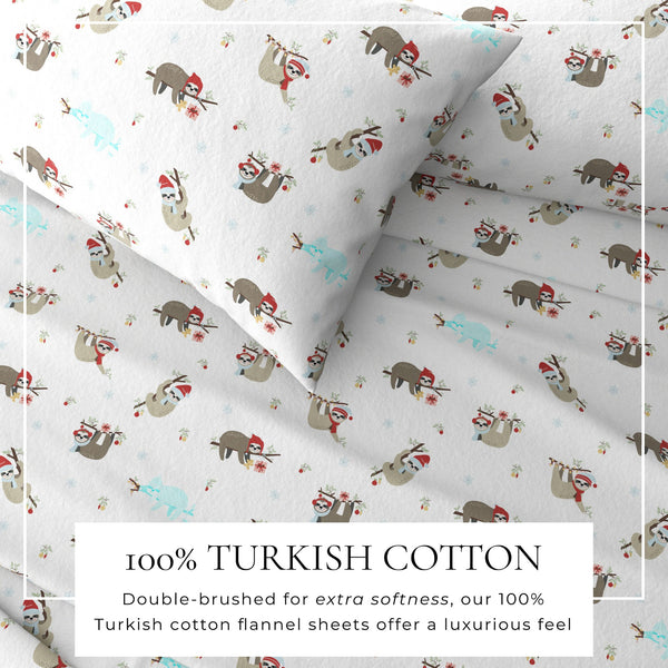 4-Piece Turkish Cotton Christmas Flannel Sheet - Whittaker Collection
