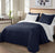 Kingston 3 - Piece Navy Queen Size Quilt Set - Lightweight All Season Bed Coverlet Oversized Queen Bedspread 100" X 106" - Textilura