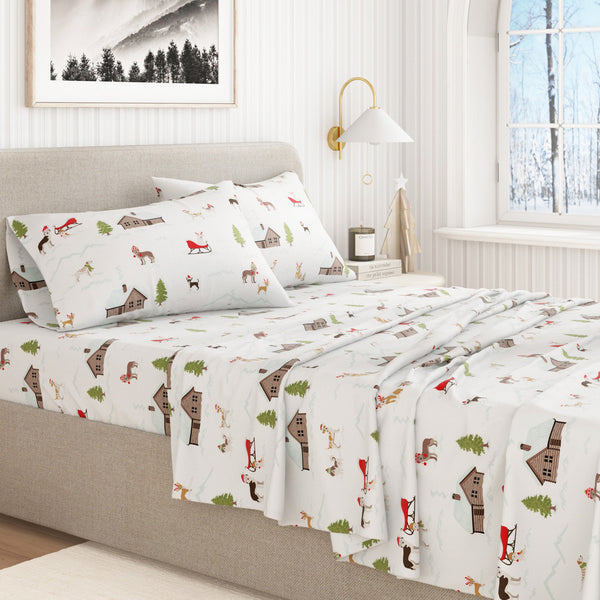 4-Piece Turkish Cotton Christmas Flannel Sheet - Whittaker Collection